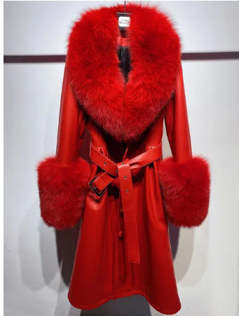 Manteau Luxe à Col et Manchons en Fourrure