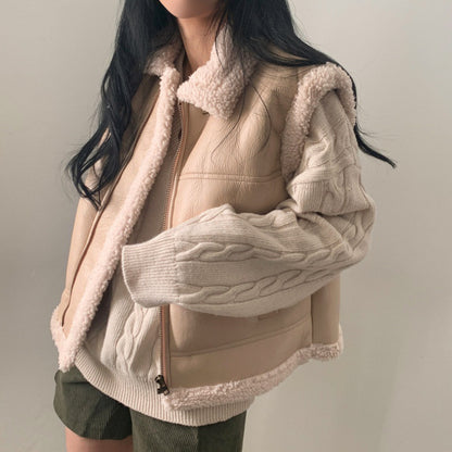 Gilet Biker Doublé Fourrure